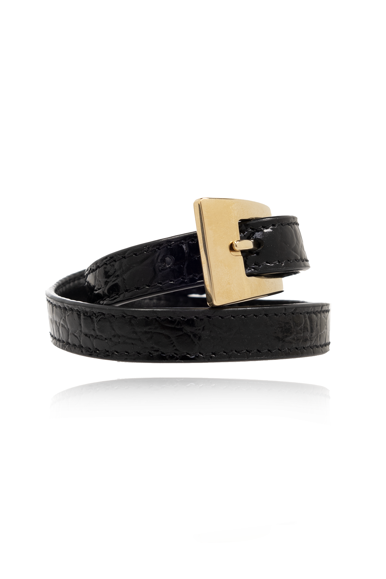 SAINT LAURENT ブラックレザーバングル Amazon | サンローラン パリ バングル ブレスレット レザー